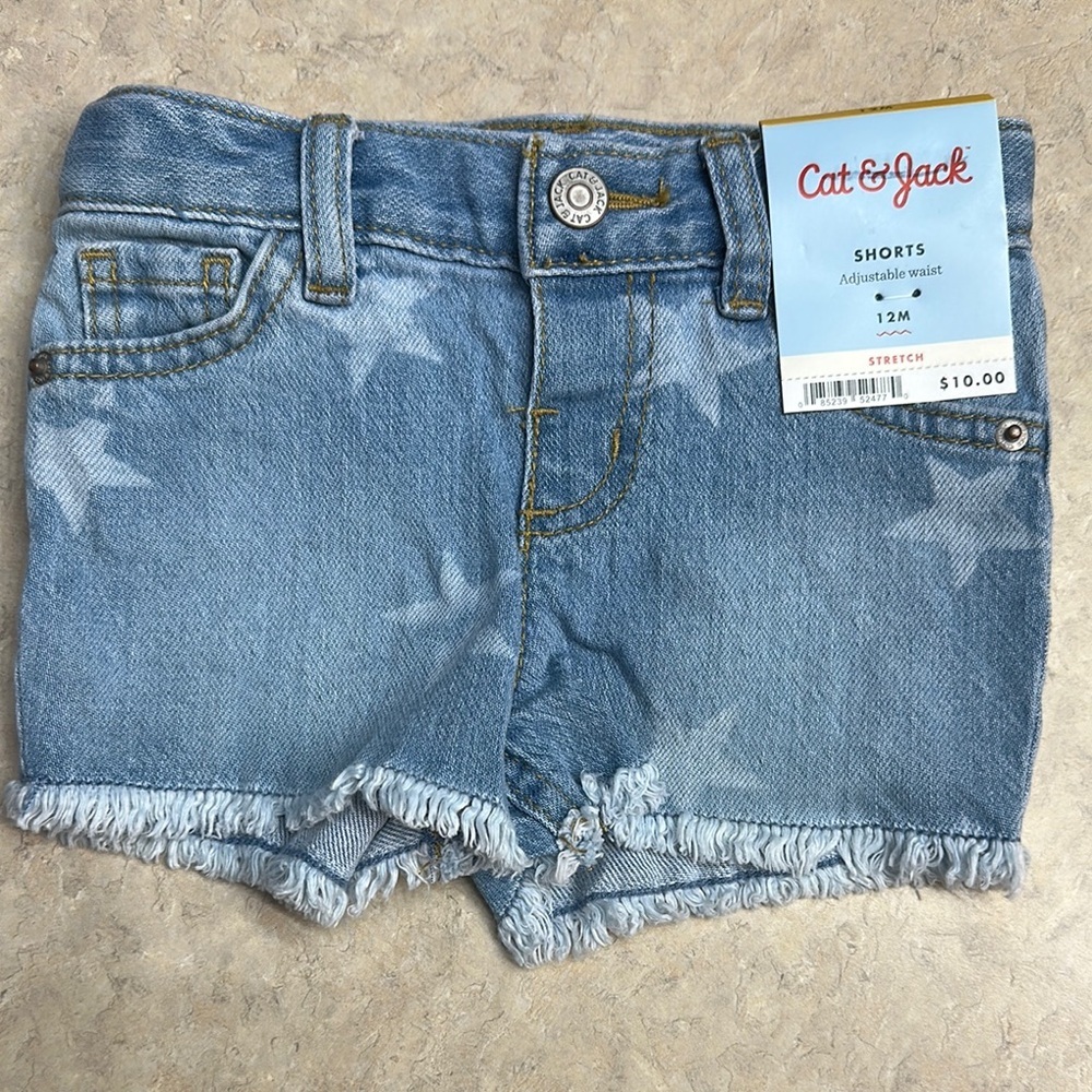 Cat & Jack Blue Denim Star Shorts